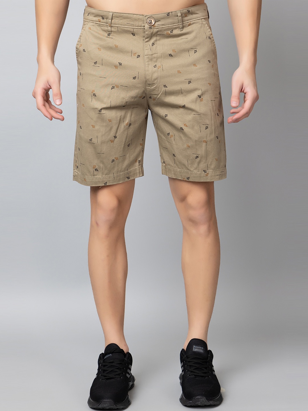 Club York Men Tropical Printed Mid-Rise Shorts, Khaki