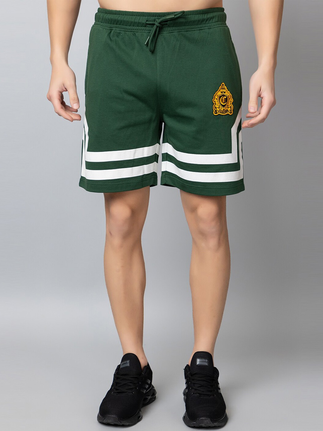 

Club York Men Striped Mid-Rise Shorts, Green