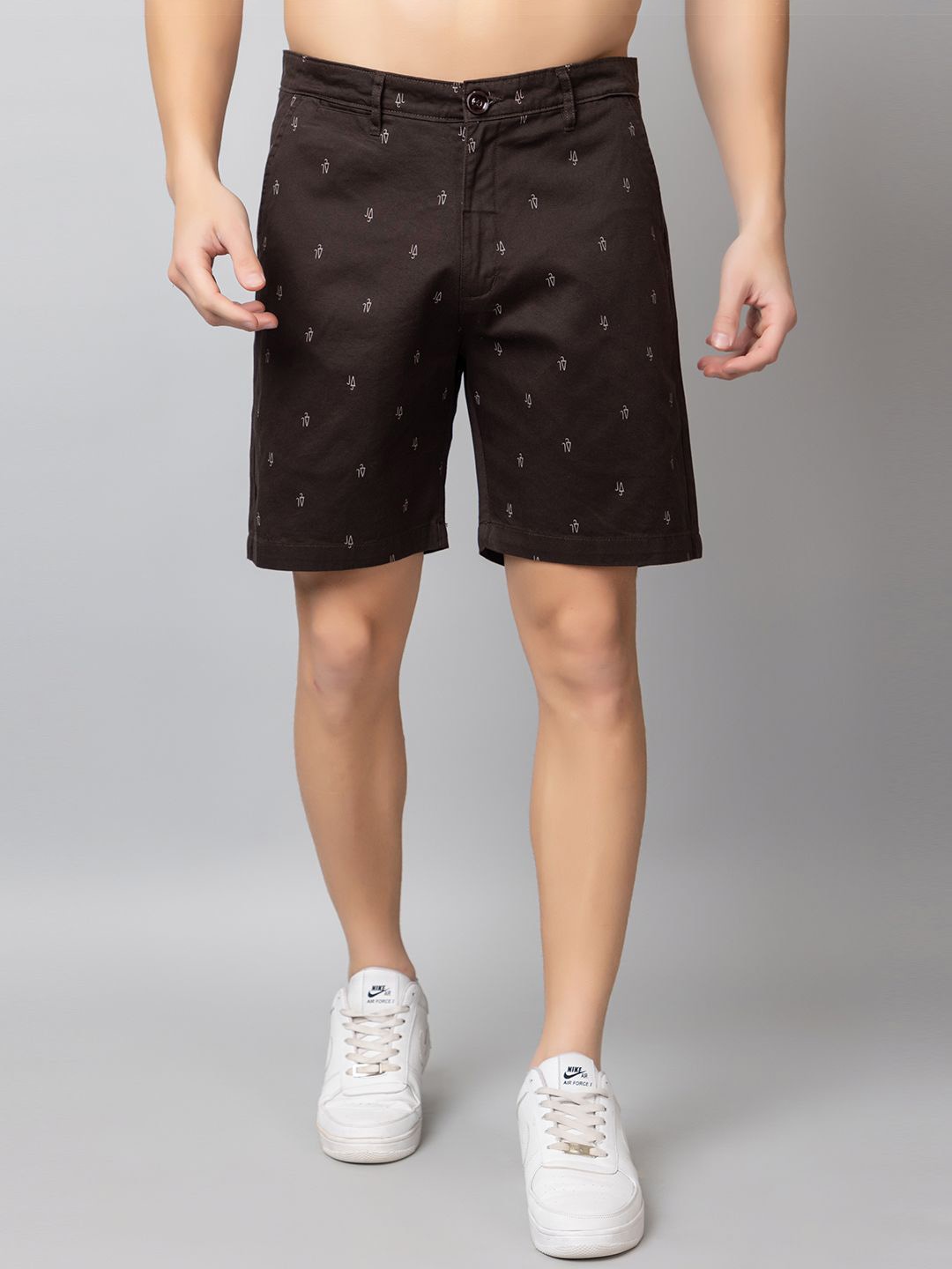 

Club York Men Geometric Printed Mid-Rise Shorts, Brown
