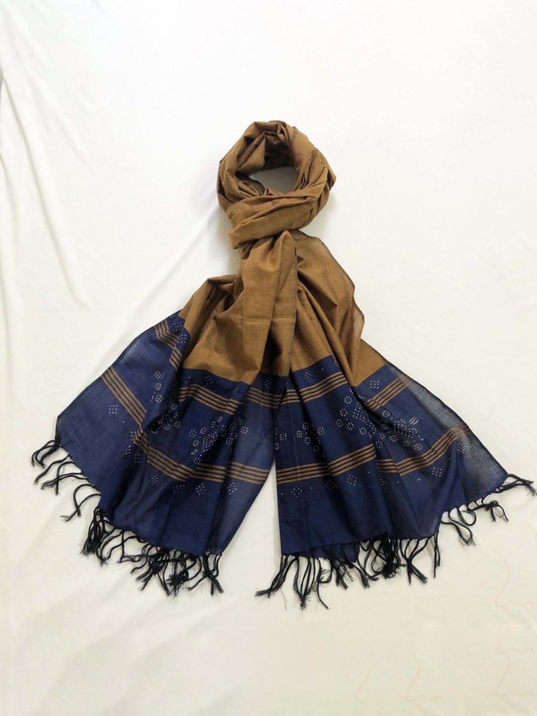 

Peepul Tree Woven Design Cotton Dupatta, Brown