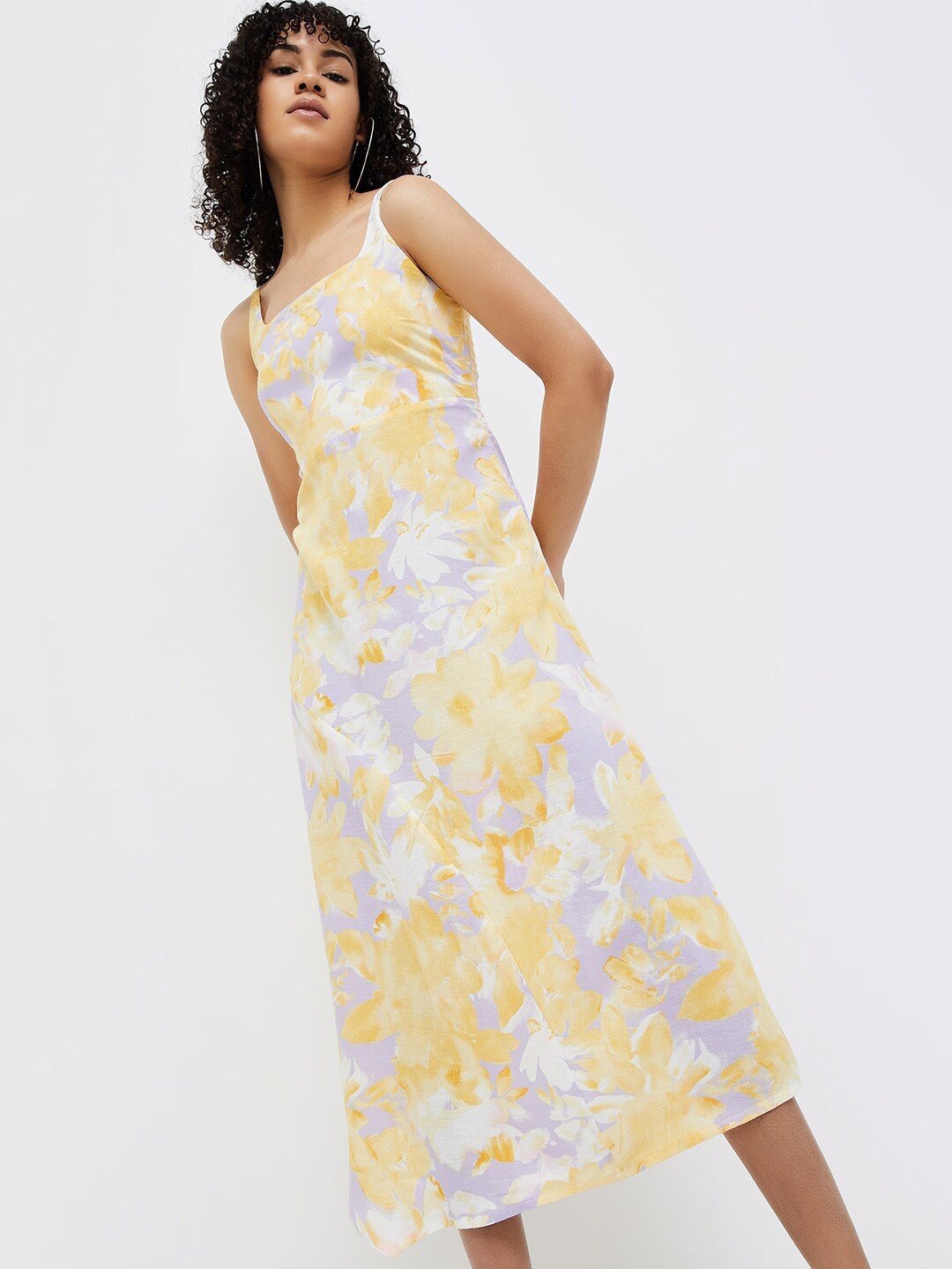 

Ginger by Lifestyle Floral Printed Sleeveless Knee Length A-Line Dress, Purple