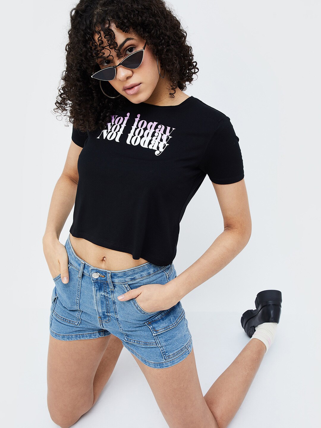 

Ginger by Lifestyle Women Typography Printed Tshirt, Black