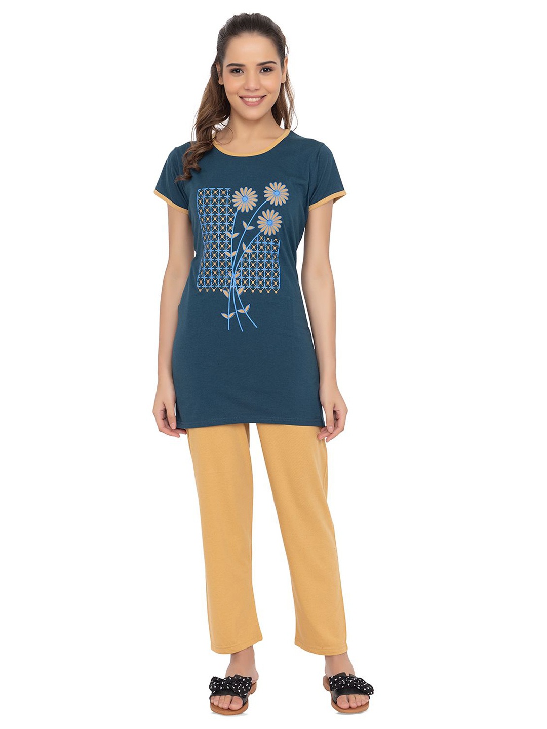 

TWENTY ME Printed T-Shirt & Pant Night Suit, Navy blue