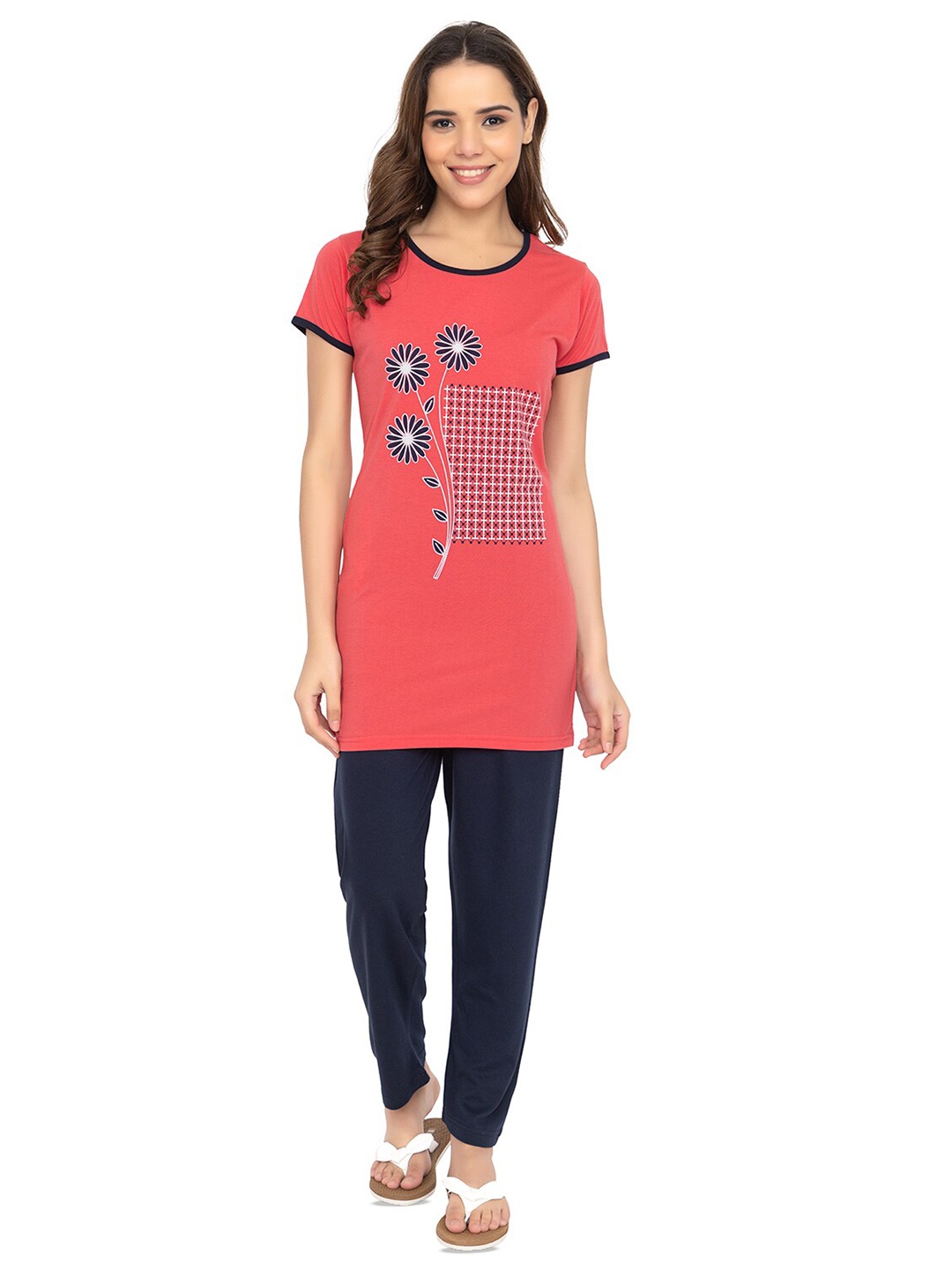 

TWENTY ME Printed Night suit, Coral