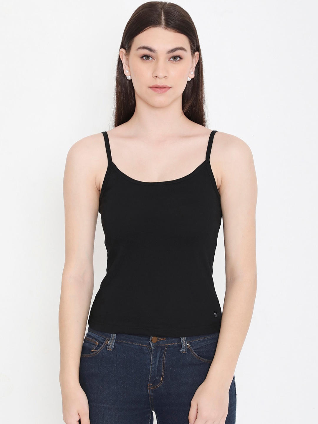 

Feelings Non Padded Bio Washed Pure Cotton Camisoles, Black