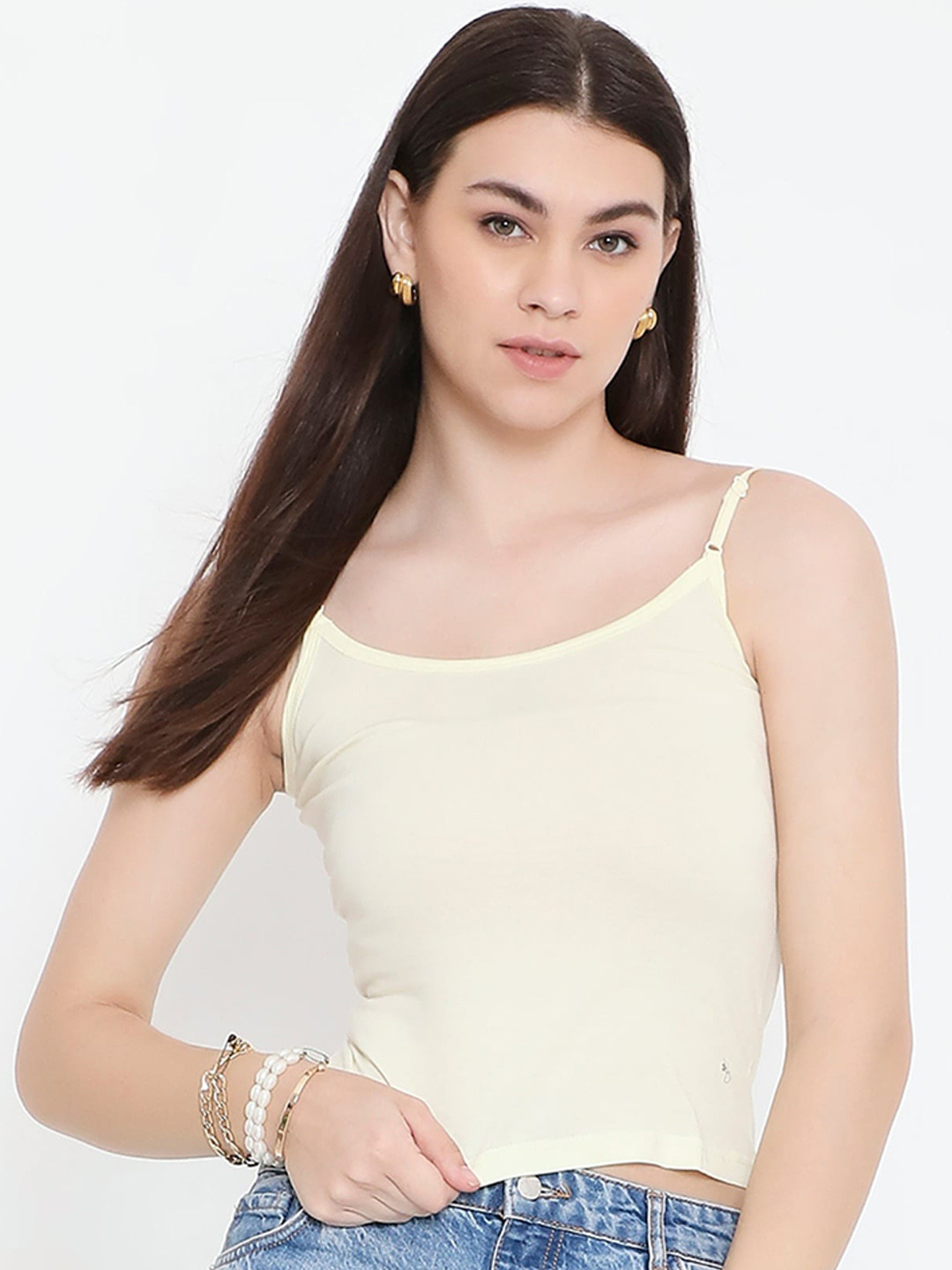 

Feelings Non Padded Pure Cotton Camisole with Adjustable Straps, Yellow
