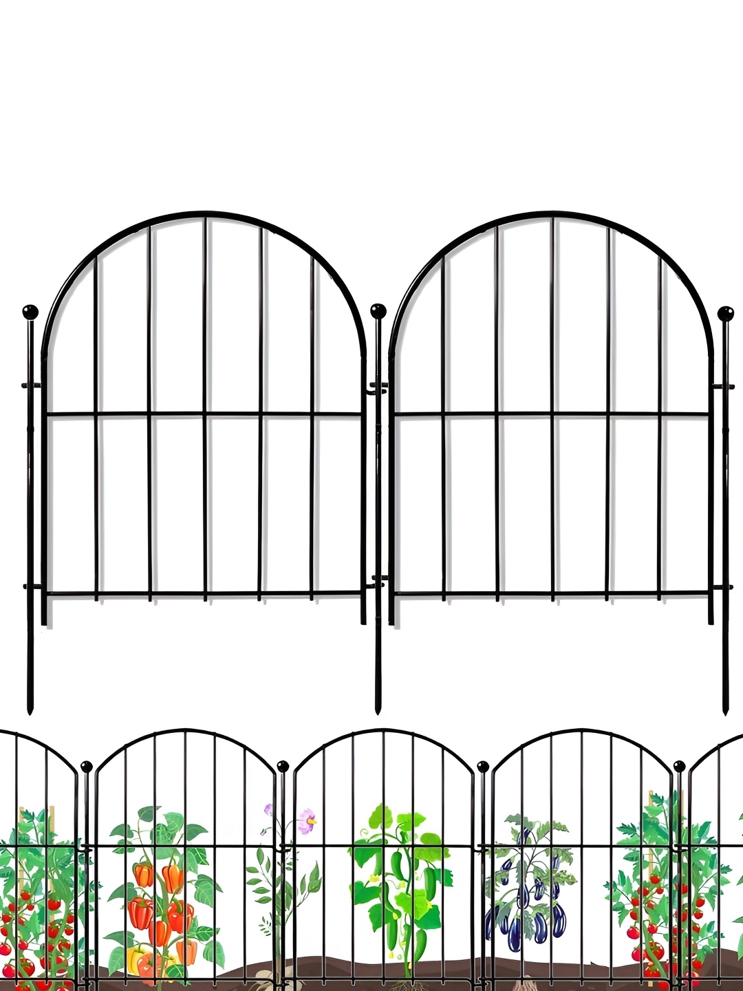

ecofynd Black 5 Pieces Metal Garden Fence