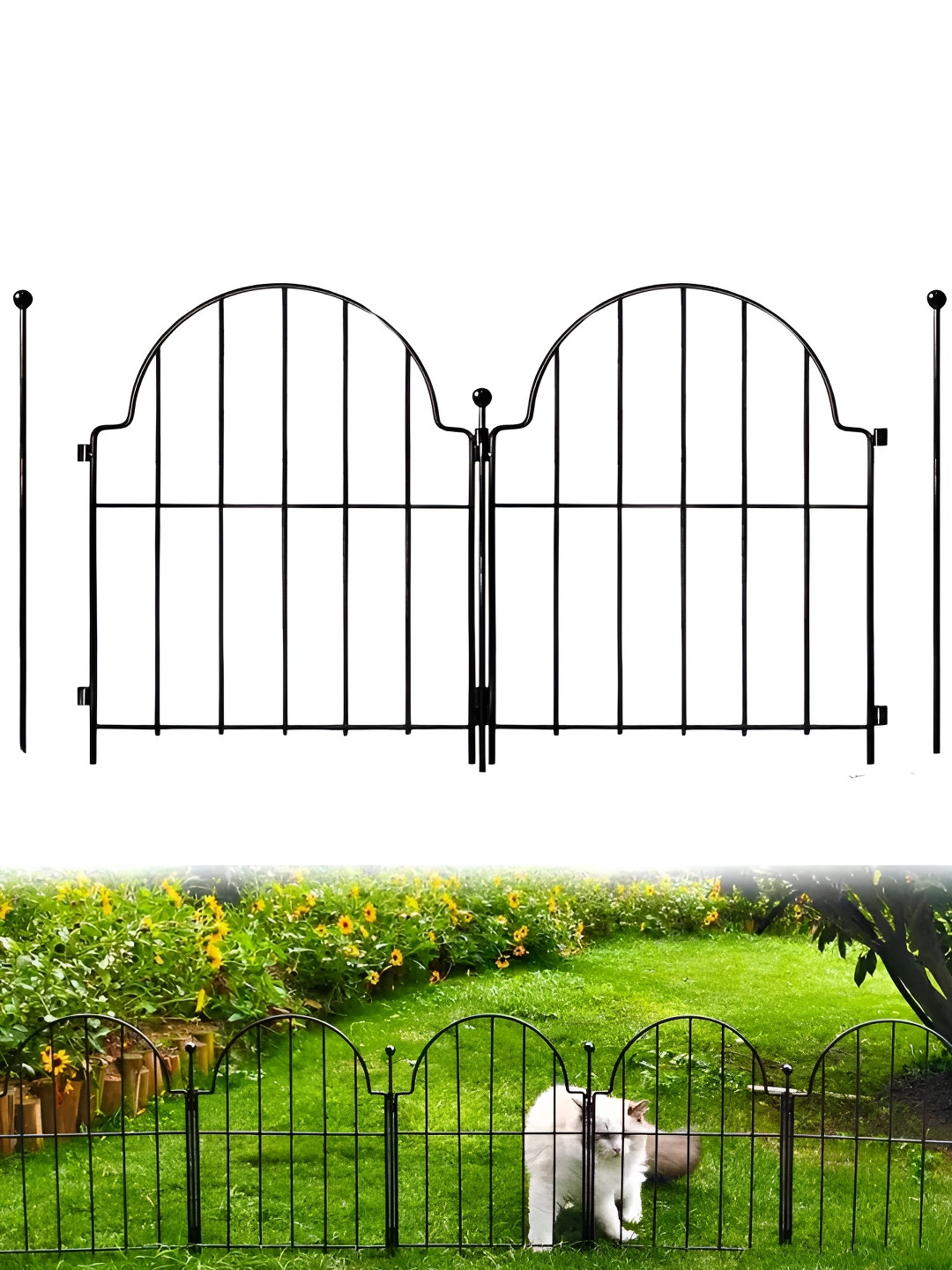 

ecofynd Black 5 Pieces Metal Garden Fence