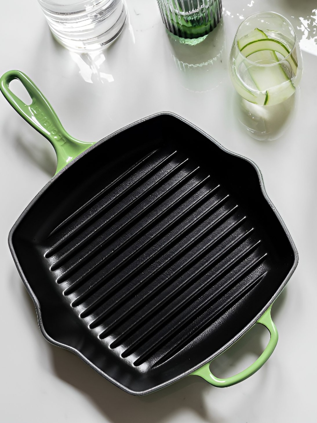 

LE CREUSET Evo Sq Grillit 26 Green & Black Cast Iron Grill Pan