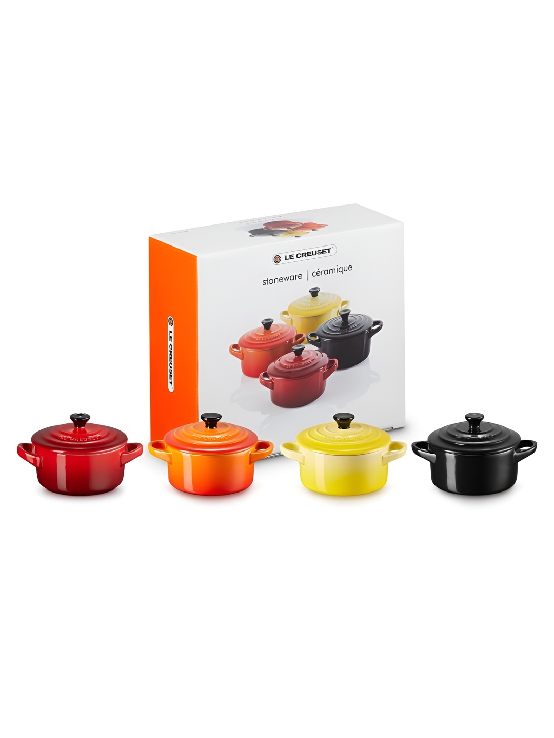 

LE CREUSET Yellow & Black 4 Pieces Stoneware Petite Casserole