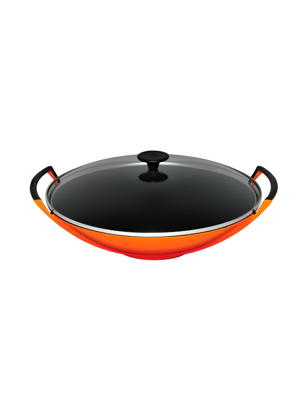 

LE CREUSET Orange Coloured Wok With Glass Lid 36 Volcanic