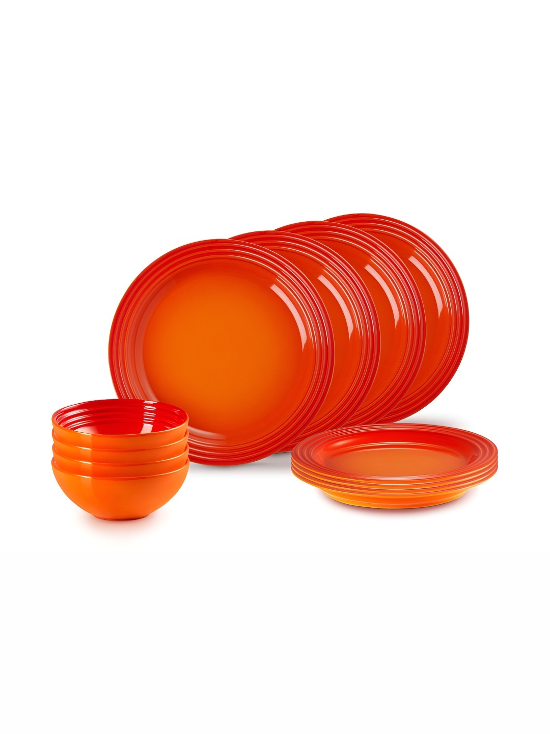 

LE CREUSET Orange-Colored 12 Pieces Stoneware Dinner set