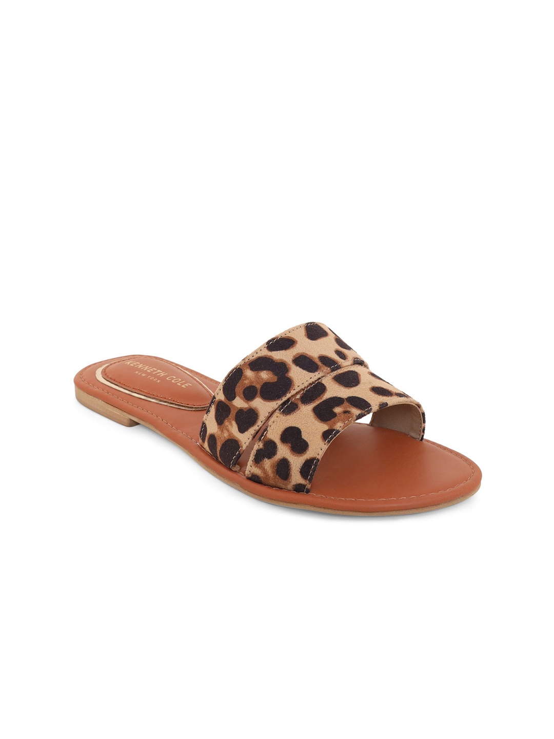 

Kenneth Cole Printed Open Toe Flats, Coffee brown