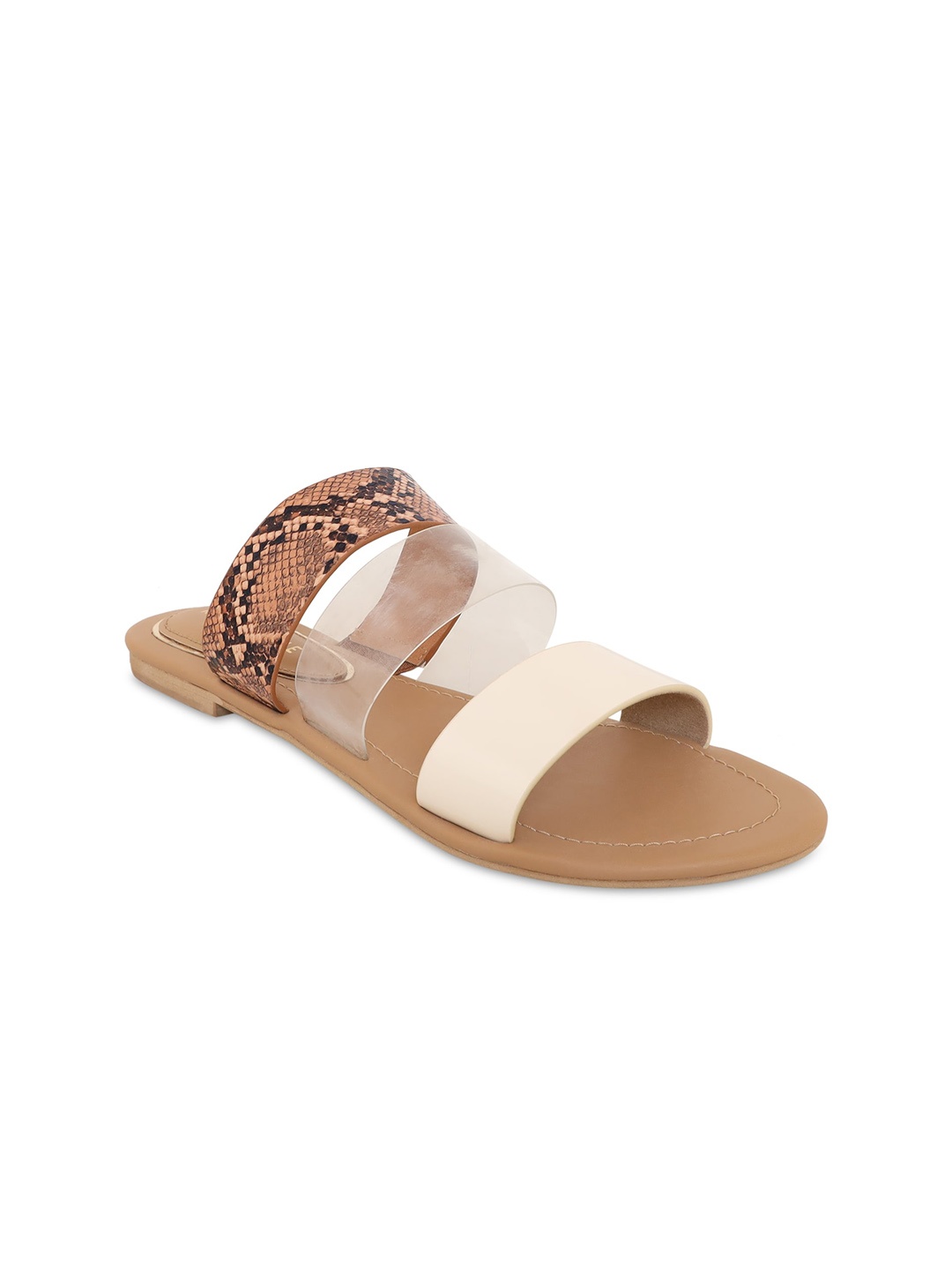 

Kenneth Cole Printed Open Toe Flats, Coffee brown