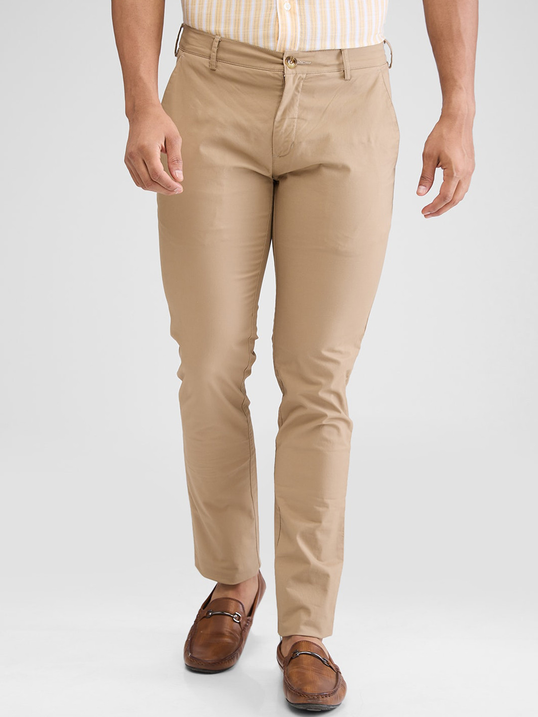 

ColorPlus Men Mid-Rise Slim Fit Trousers, Brown