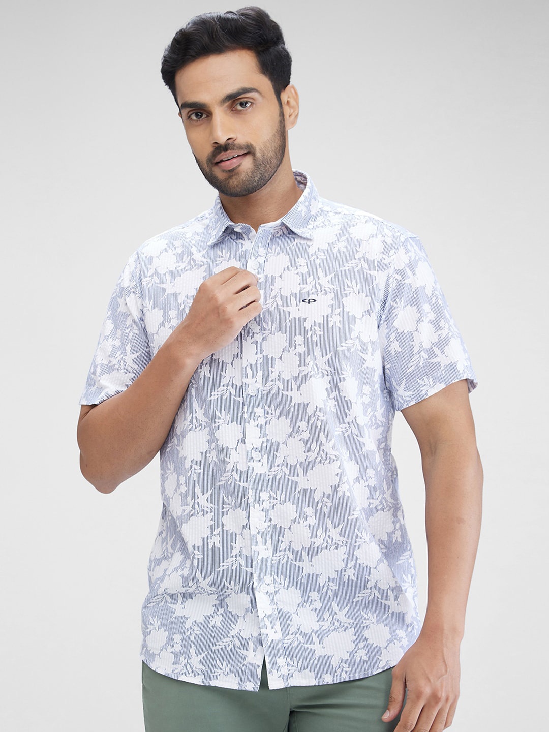 

ColorPlus Floral Printed Cotton Casual Shirt, Blue