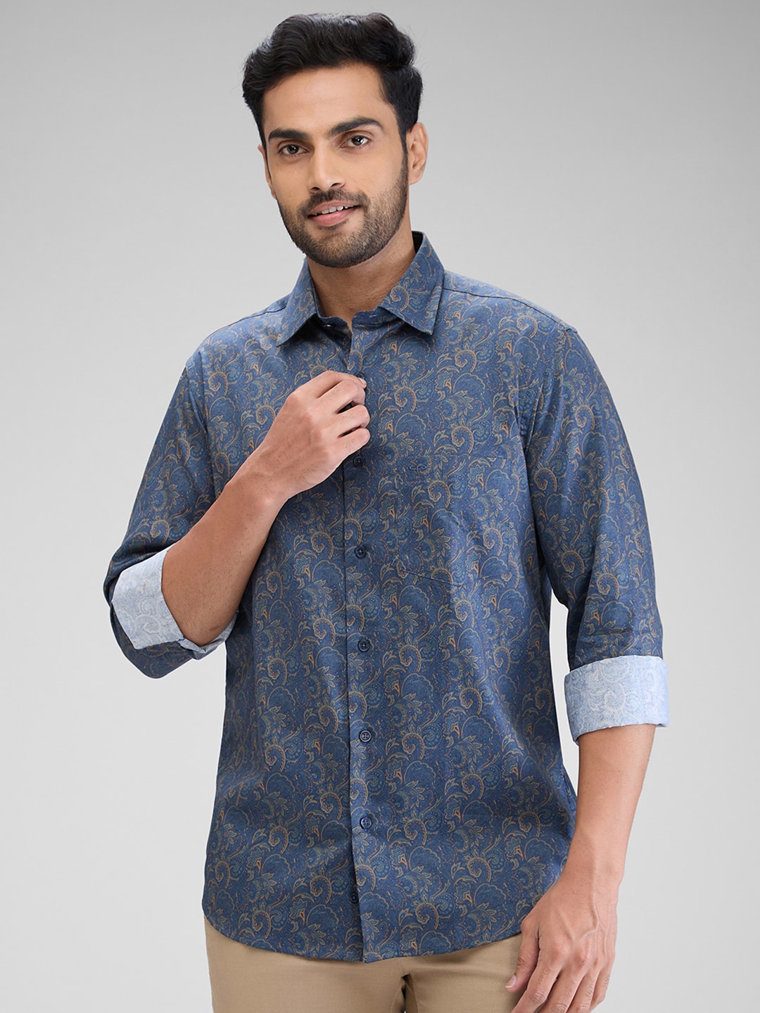 

ColorPlus Floral Printed Cotton Casual Shirt, Blue
