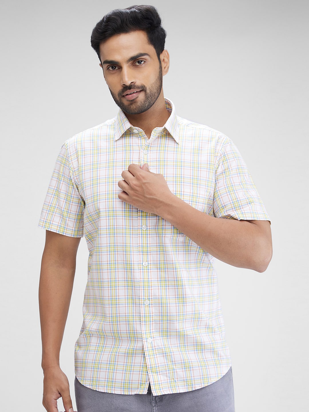 

ColorPlus Tartan Checks Checked Cotton Casual Shirt, Yellow