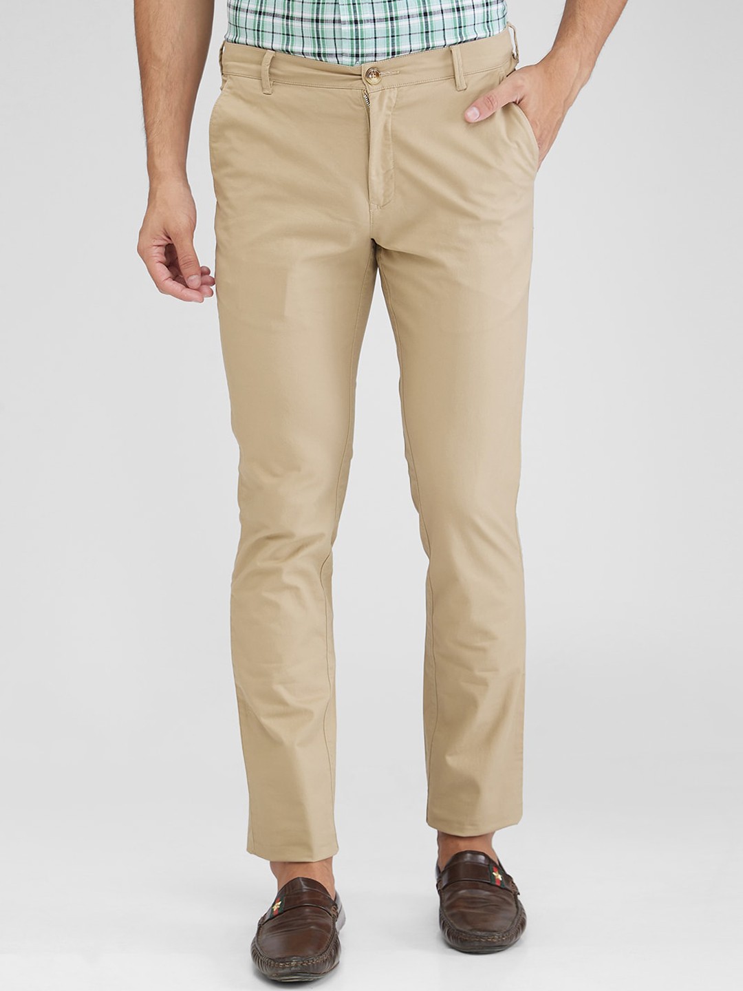 

ColorPlus Men Mid-Rise Slim Fit Trousers, Brown