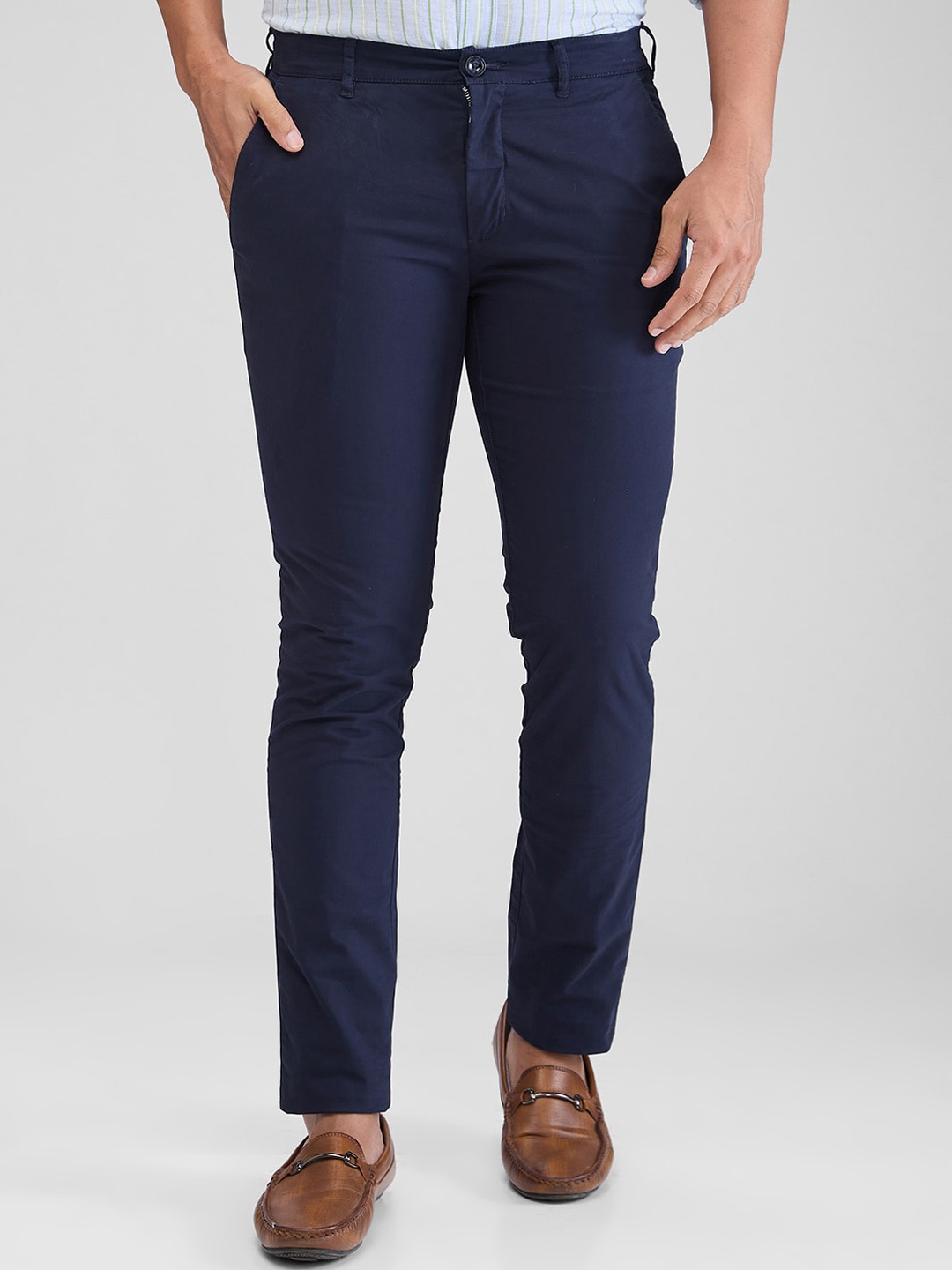 

ColorPlus Men Slim Fit Mid-Rise Chinos Trousers, Blue