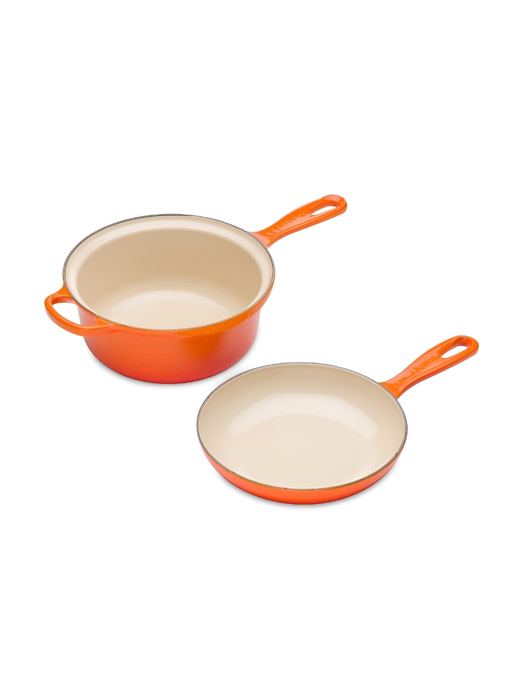 

LE CREUSET Evo Orange Coloured Cast Iron 2 In 1 Pan -22 Volcanic
