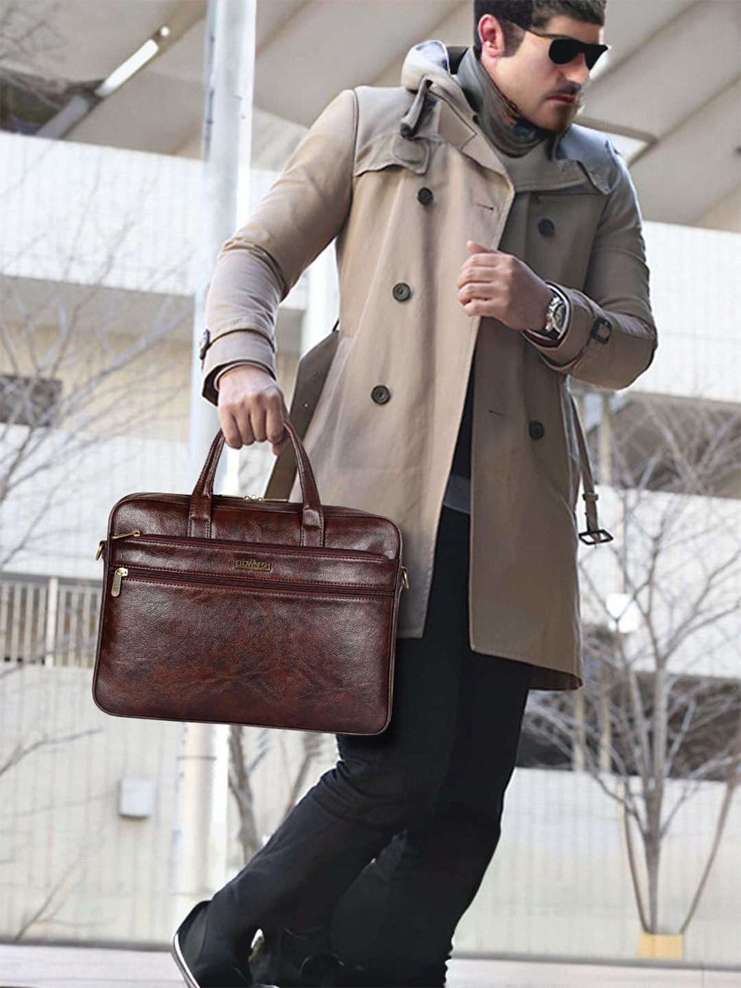

THE CLOWNFISH Axel Unisex Textured Messenger Bag, Brown