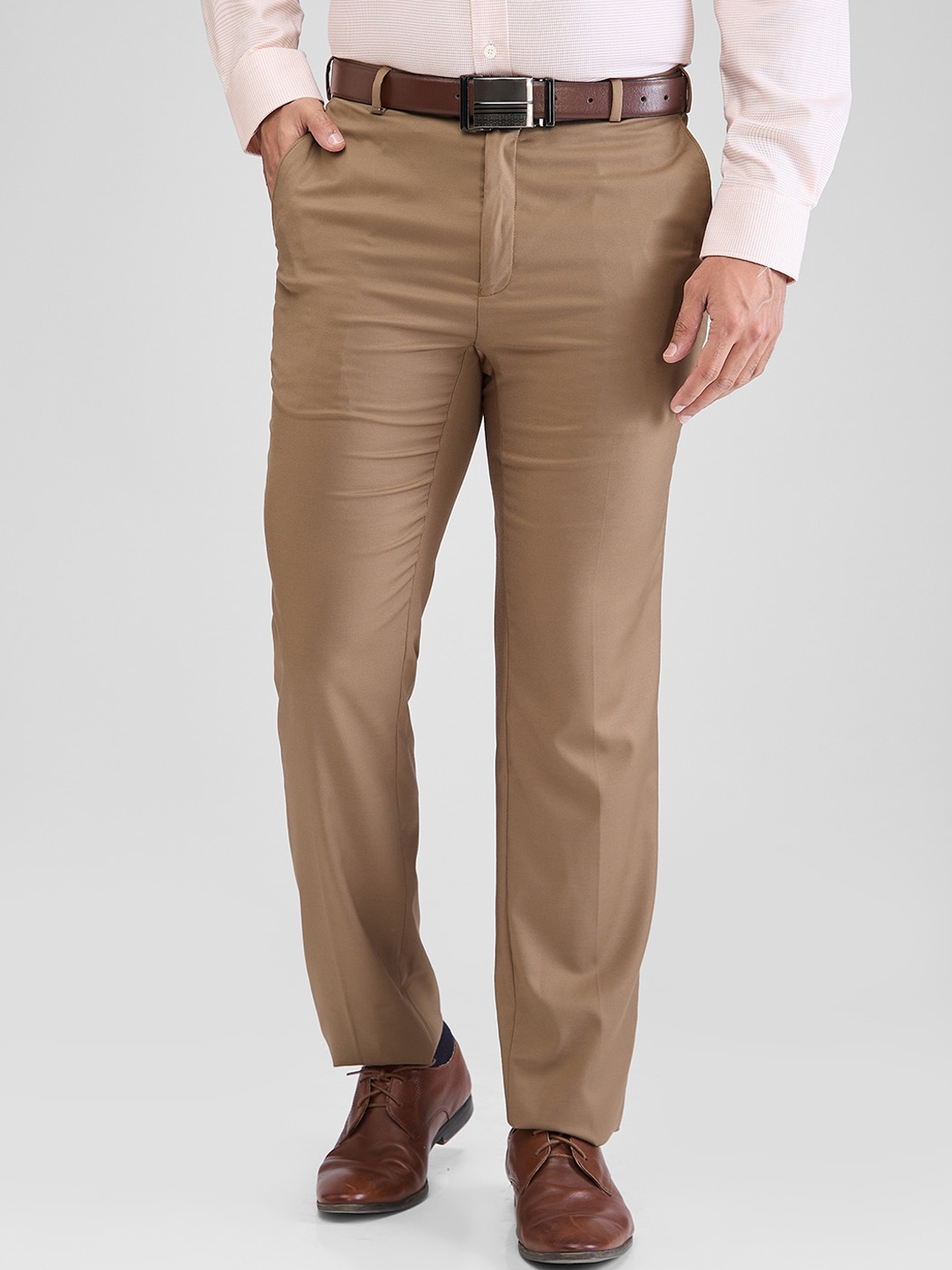 

Raymond Men Contemporary-Fit Formal Trousers, Khaki