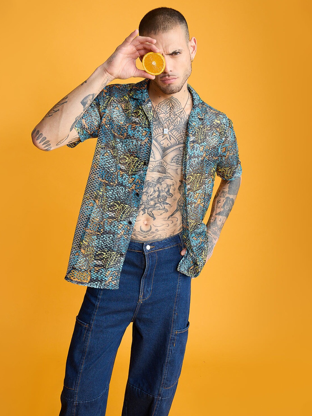 

FREAKINS Abstract Printed Casual Shirt, Blue