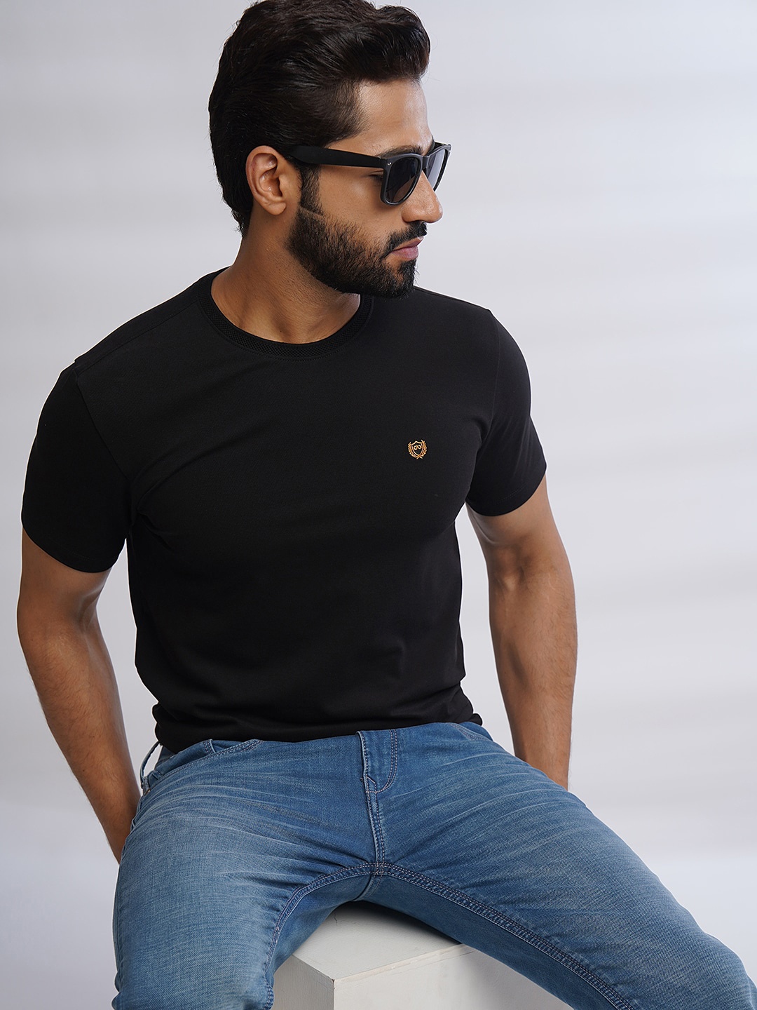 

JADE BLUE Pure Cotton Slim Fit T-shirt, Black