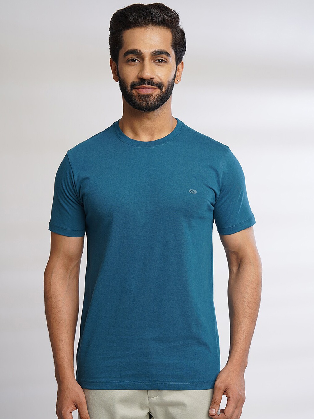 

JADE BLUE Pure Cotton Slim Fit T-shirt