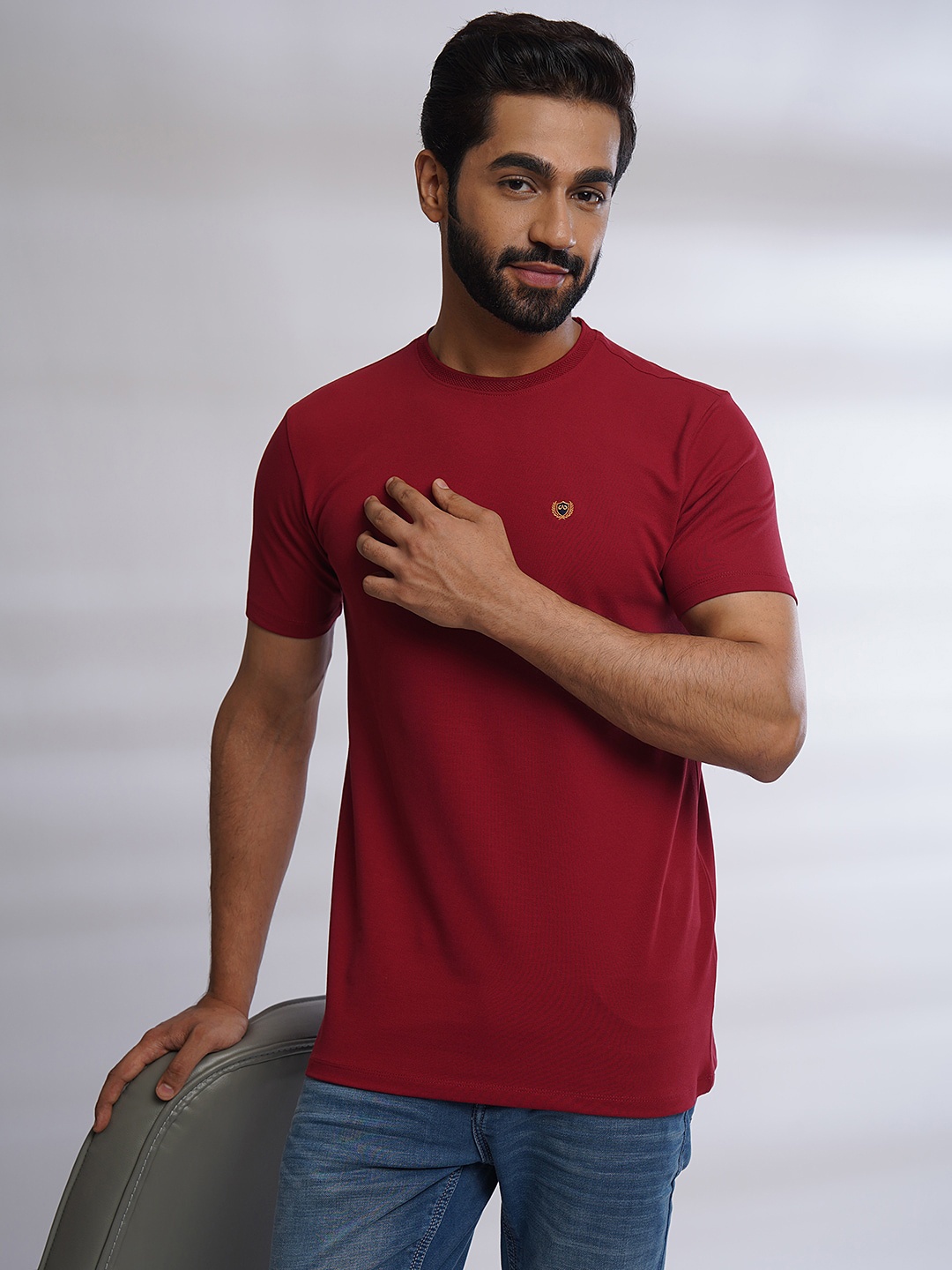 

JADE BLUE Pure Cotton Slim Fit T-shirt, Red