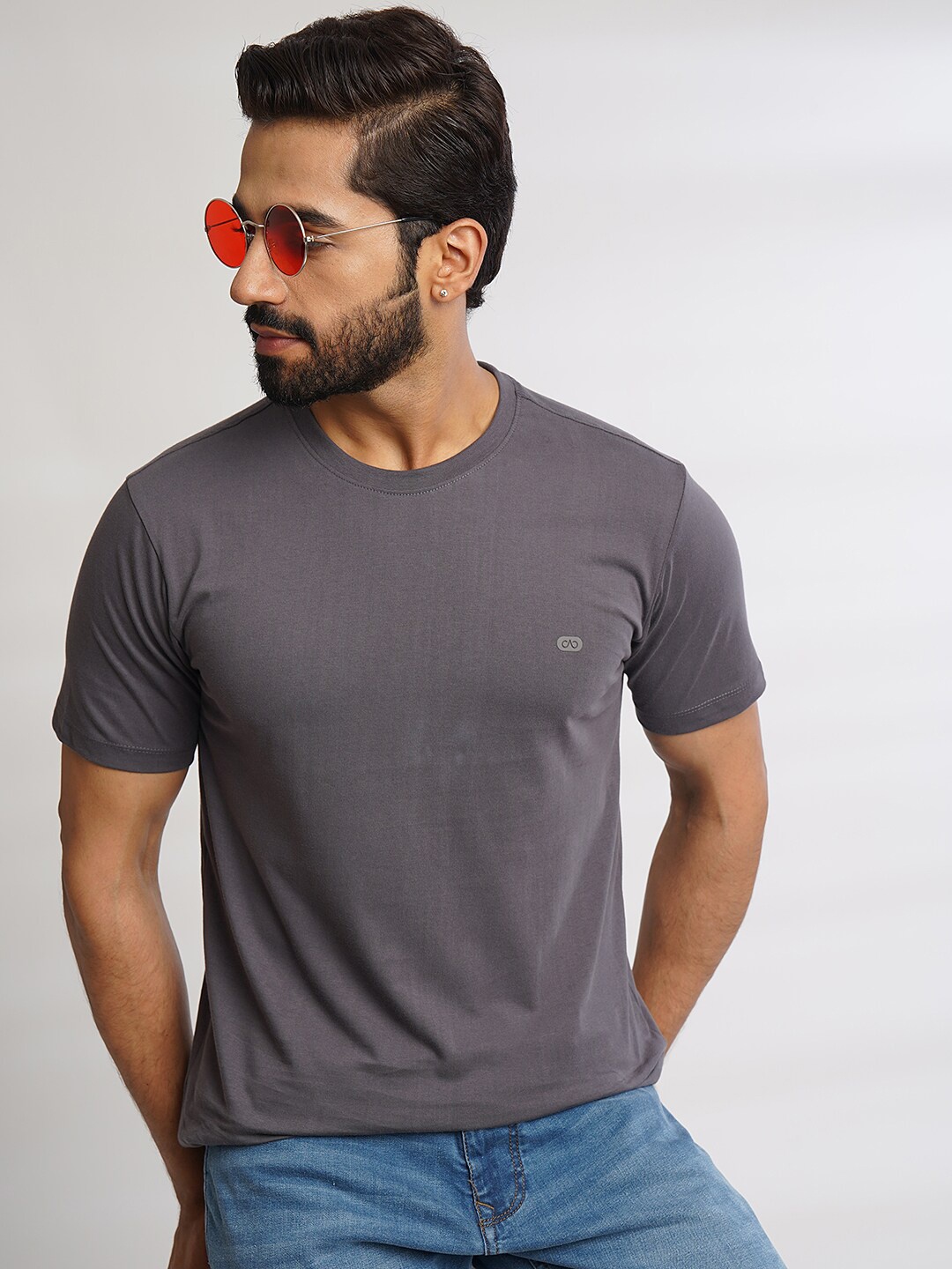 

JADE BLUE Pure Cotton Slim Fit T-shirt, Grey