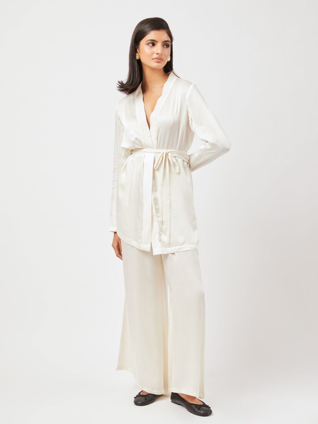 

Contemponari Top With Palazzos Co-Ords Set, White