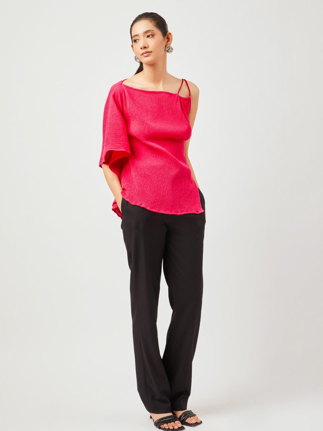 

Contemponari One Shoulder Rosalia Top And Julius Trousers, Pink