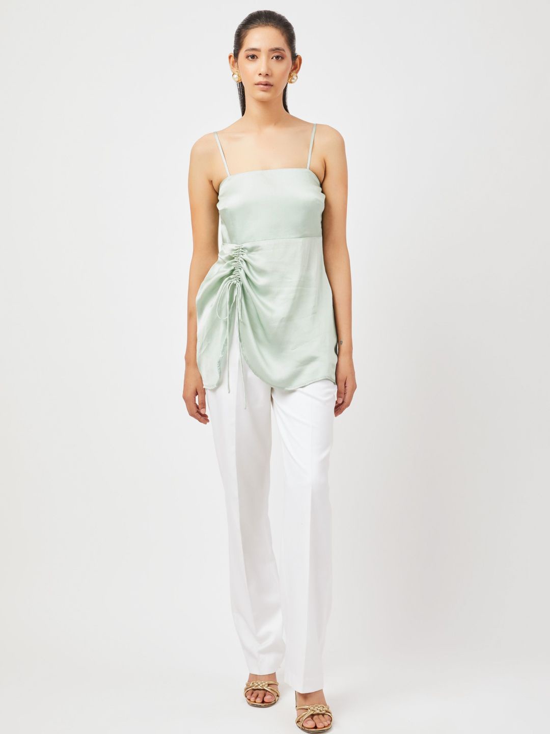 

Contemponari Shoulder Straps Top And Trousers, Green