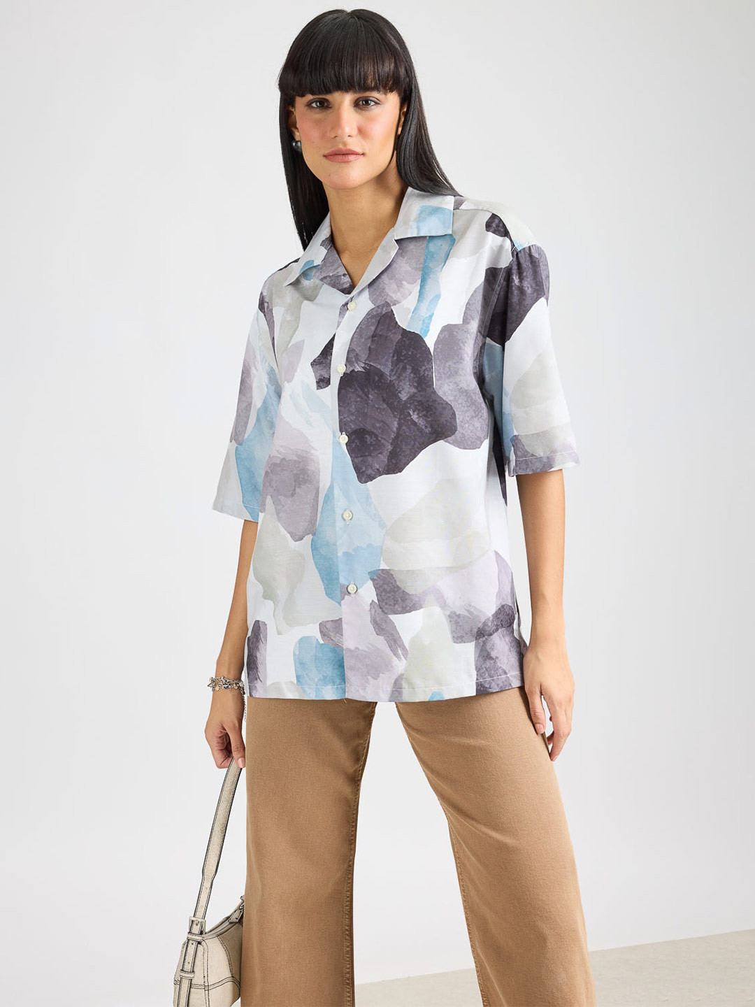 

FREAKINS Abstract Printed Casual Shirt, Grey