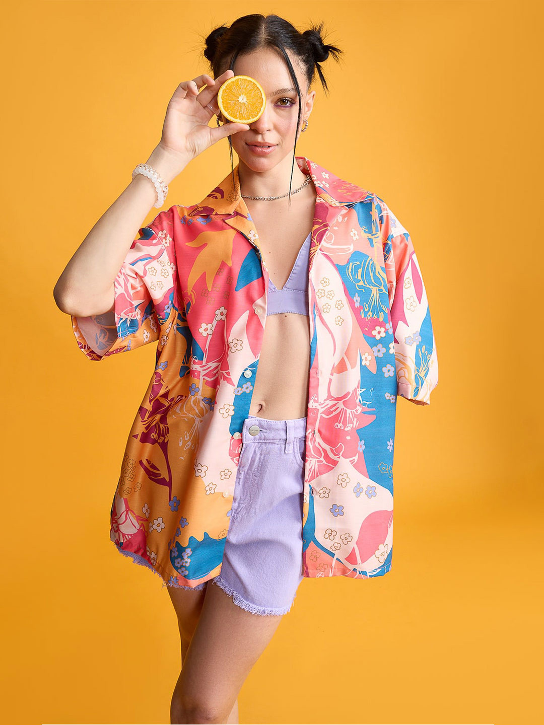 

FREAKINS Floral Printed Casual Shirt, Pink