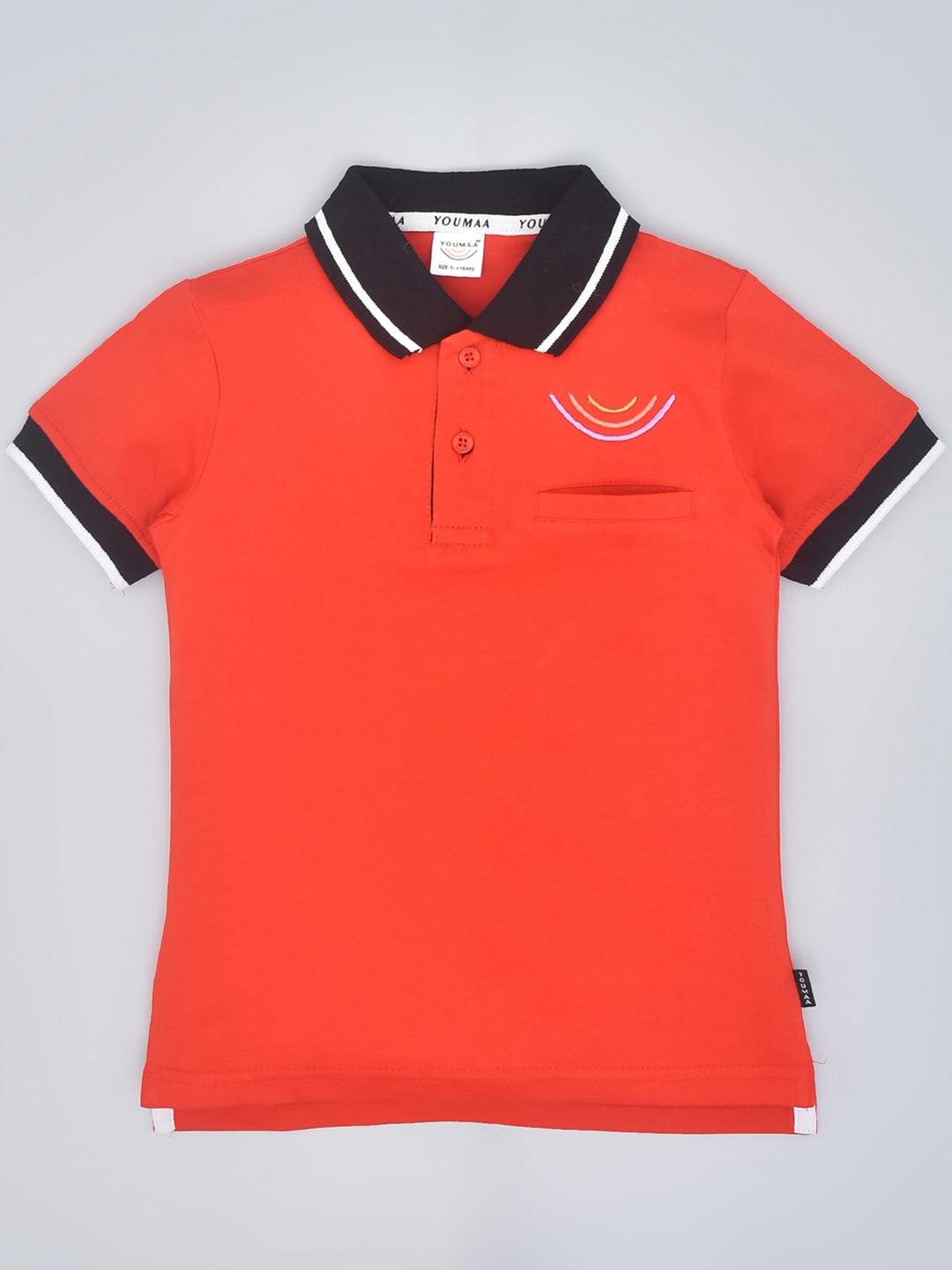 

YOUMAA Boys Polo Collar Pockets T-shirt, Red