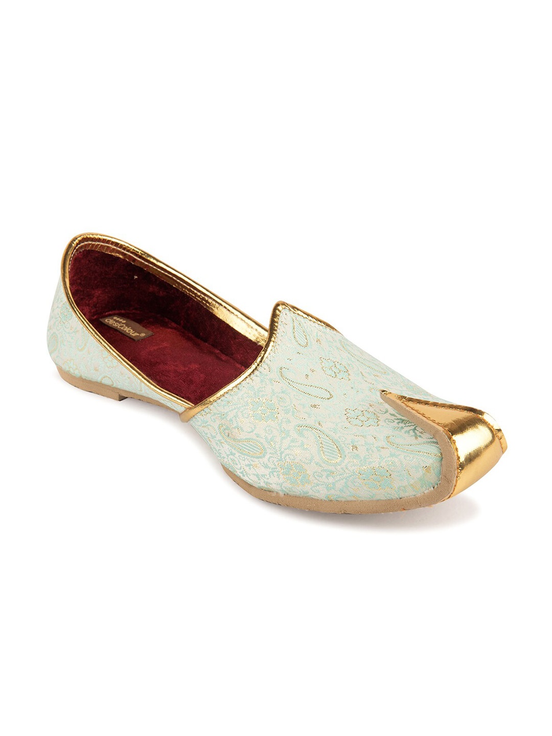 

DESI COLOUR Men Round Toe Mojaris, Sea green
