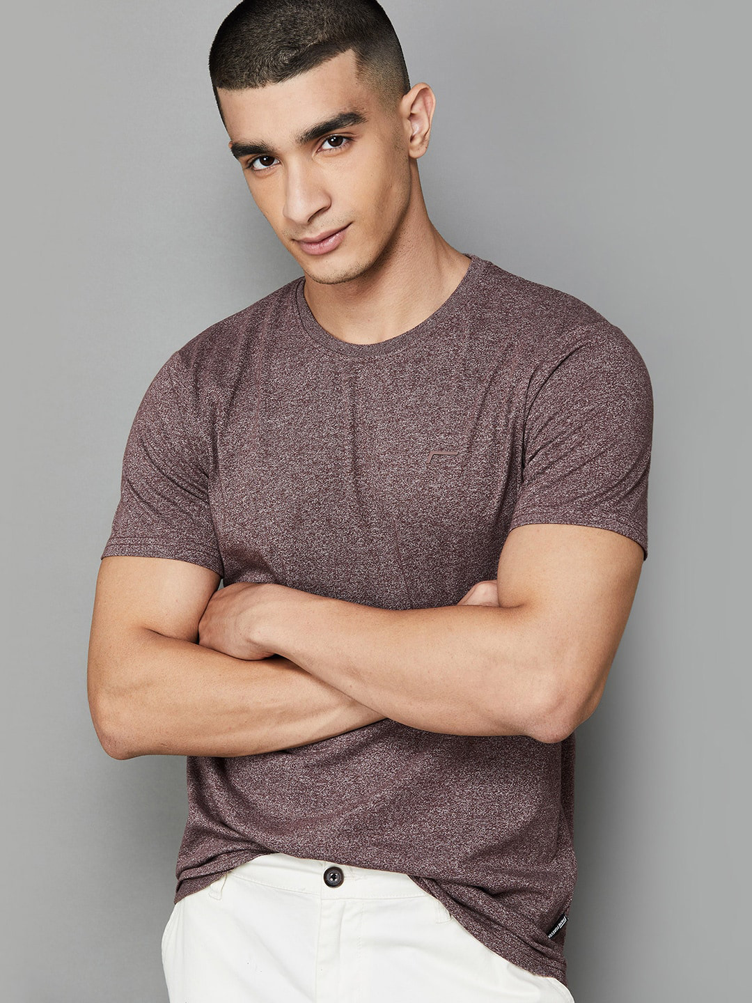 

Fame Forever by Lifestyle Round Neck Short Sleeves Cotton T-shirt, Brown