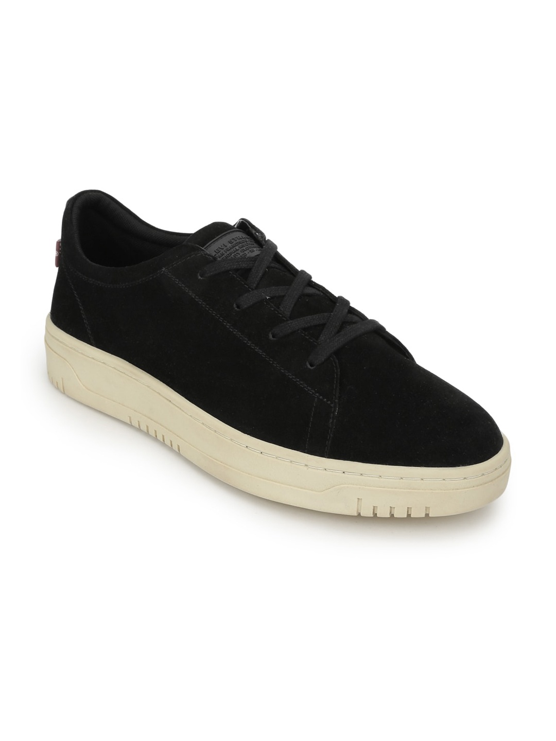 

Levis Men Textured Round Toe Orthotic Friendly Leather Sneakers, Black