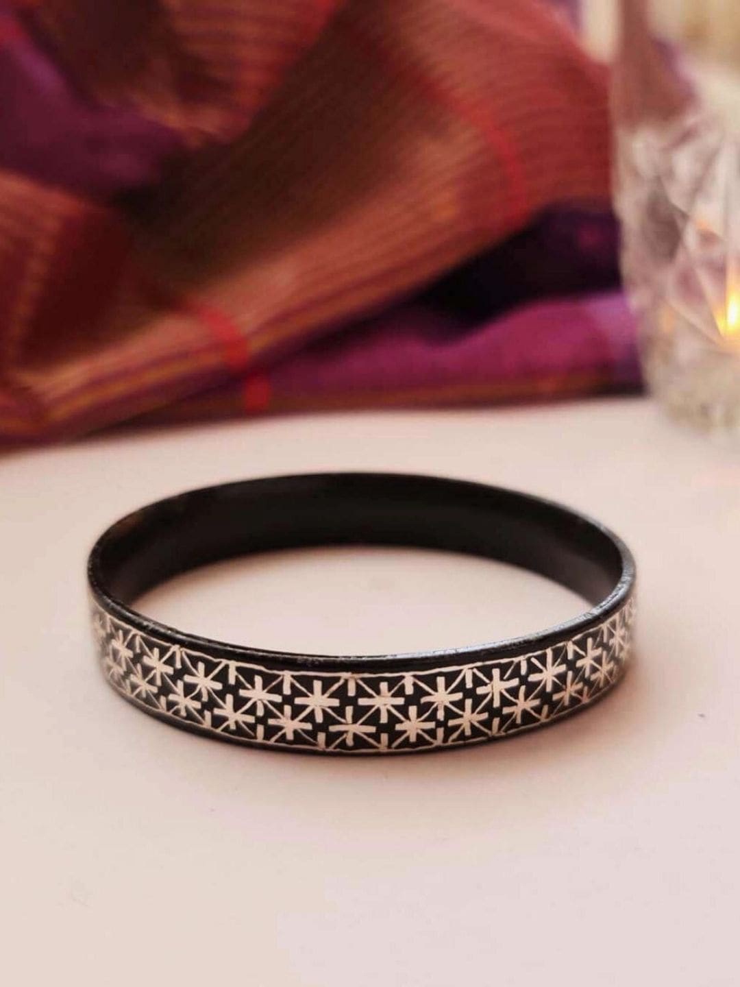 

Peepul Tree Silver Plated Bidri Bangle