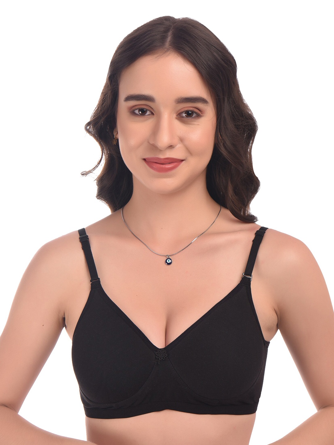 

elina Full Coverage Non Padded Cotton Minimizer Bra With Anti Microbial, Black