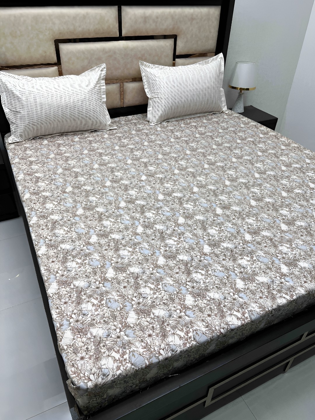 

Pure Decor Cotton King Size Double Bed Bedsheet With 2 Pillow Covers 2.74m X 2.74m, Brown