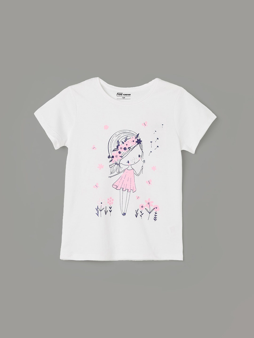 

Fame Forever by Lifestyle Girls Graphic Printed Pure Cotton T-shirt, White