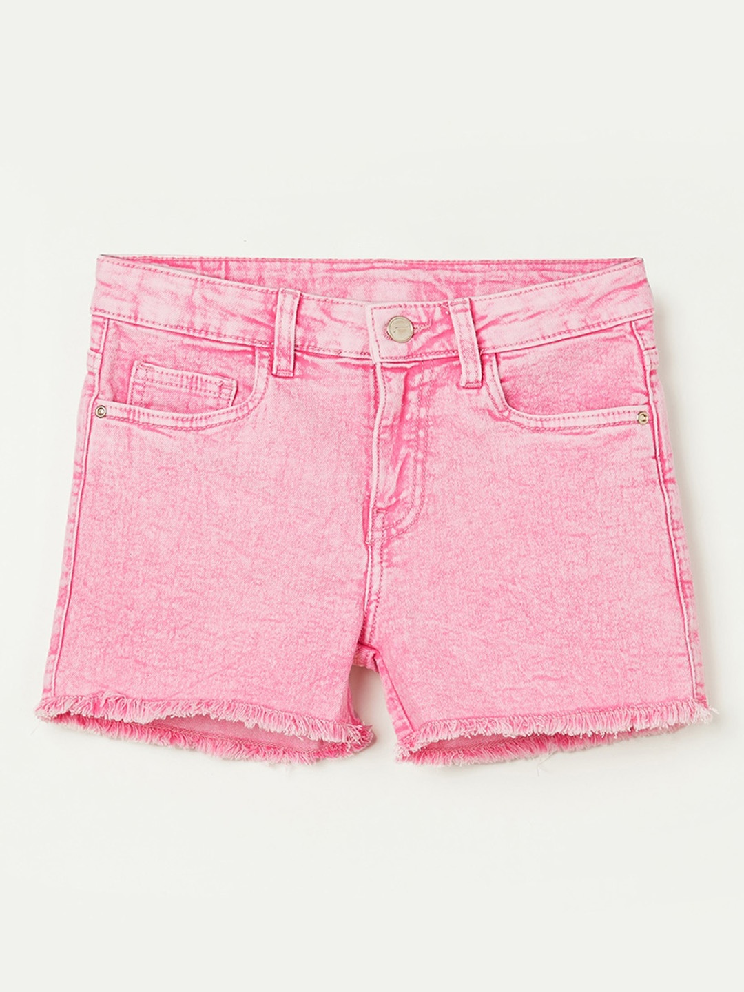 

Fame Forever by Lifestyle Girls Mid-Rise Washed Denim Shorts, Pink