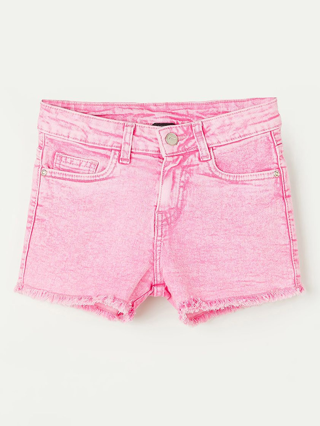 

Fame Forever by Lifestyle Girls Mid-Rise Washed Denim Shorts, Pink