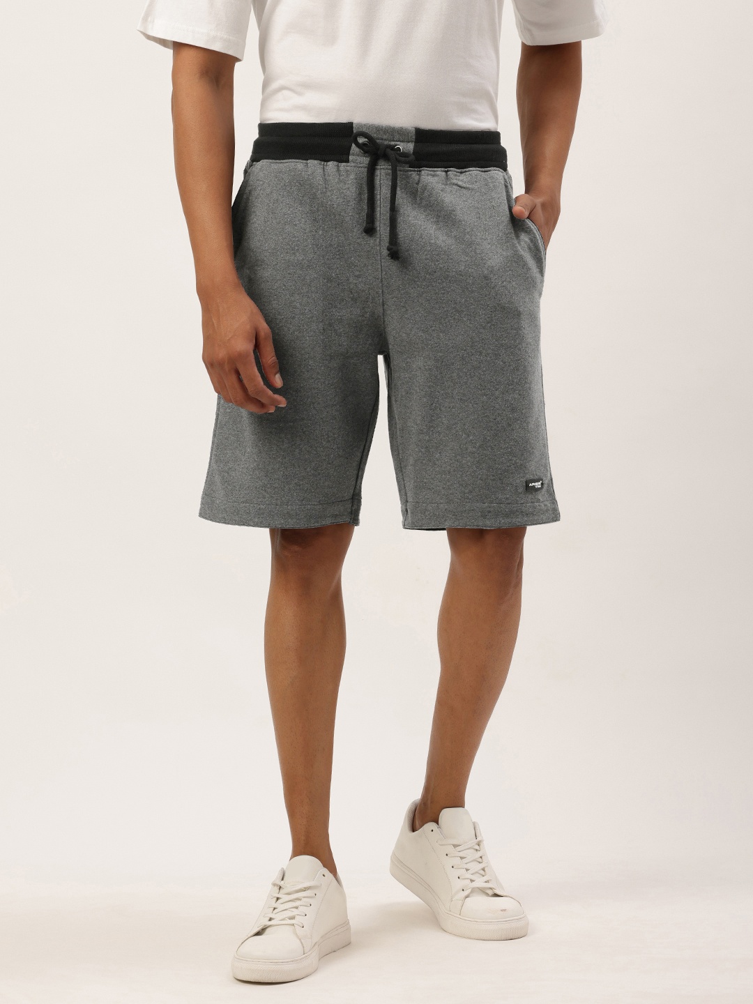 

ARISE Men Solid Regular Shorts, Grey melange