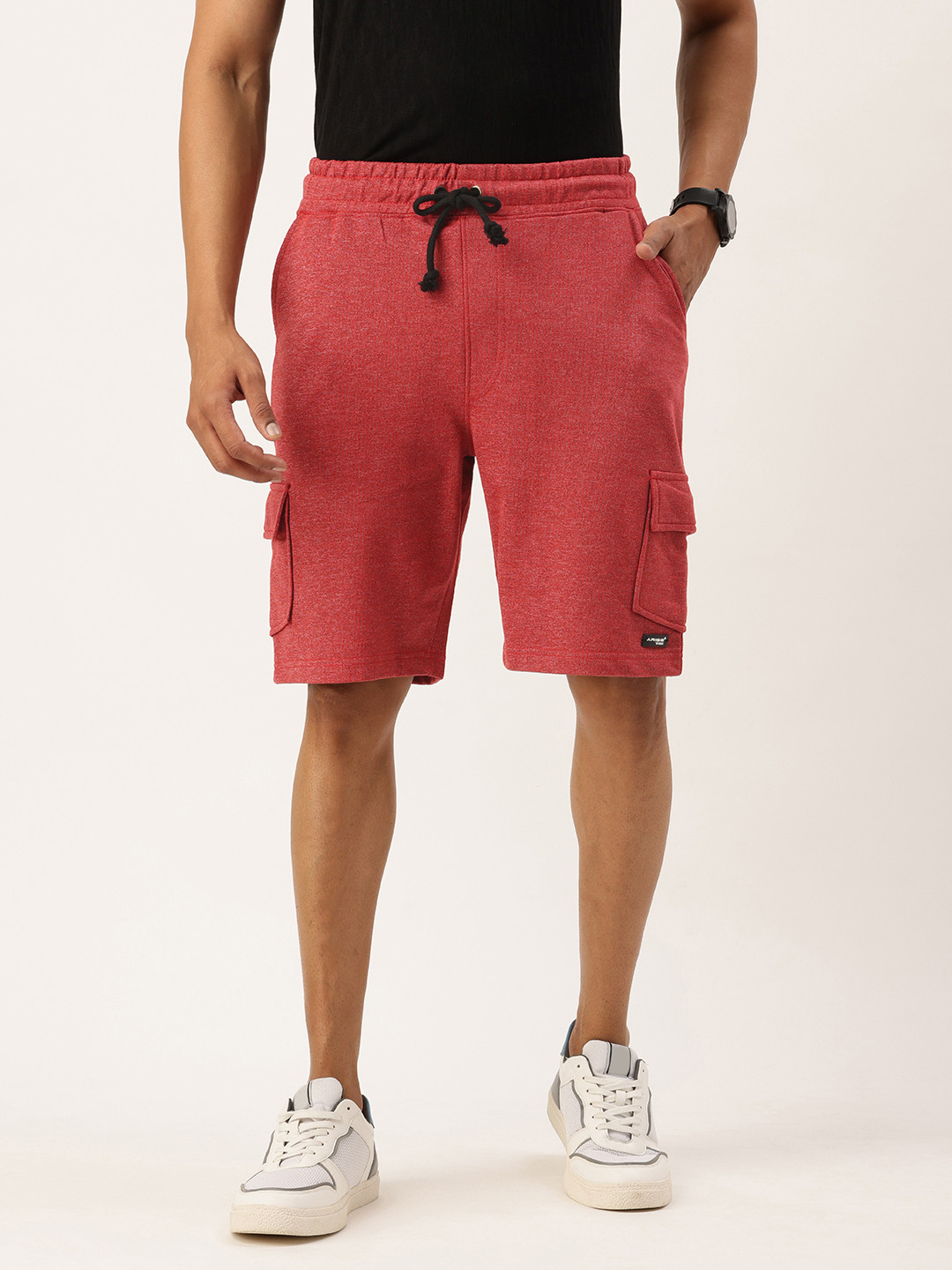 

ARISE Men Self Design Cargo Shorts, Red