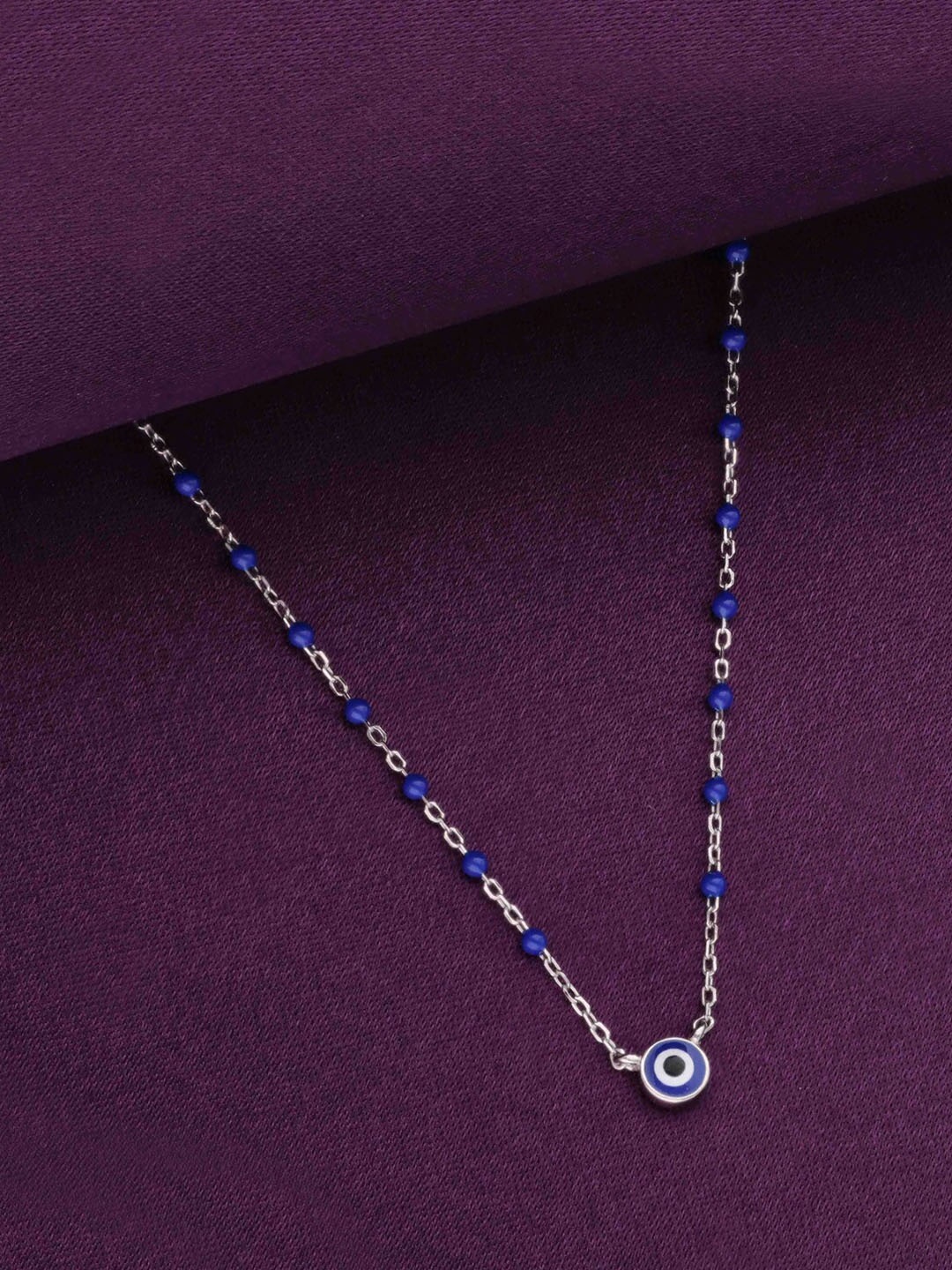 

KAI JEWEL Sterling Silver Rhodium-Plated Evil Eye & Beaded Chain